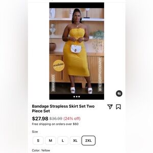 Bandage strapless Skirt set two piece set Size 2XL